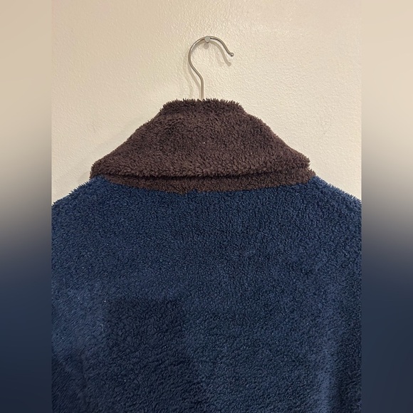 BAREFOOT DREAMS MENs Navy/brown lounge bath robe  missing belt M/L - Picture 6 of 9